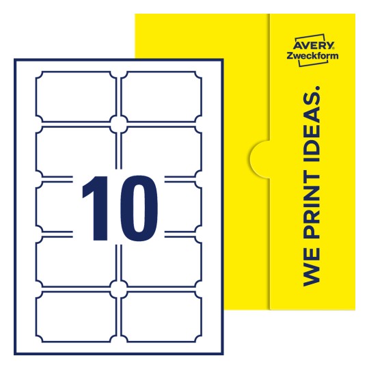 10 st. etiketter per ark. - Plakettformade etiketter, 80 x 50 mm