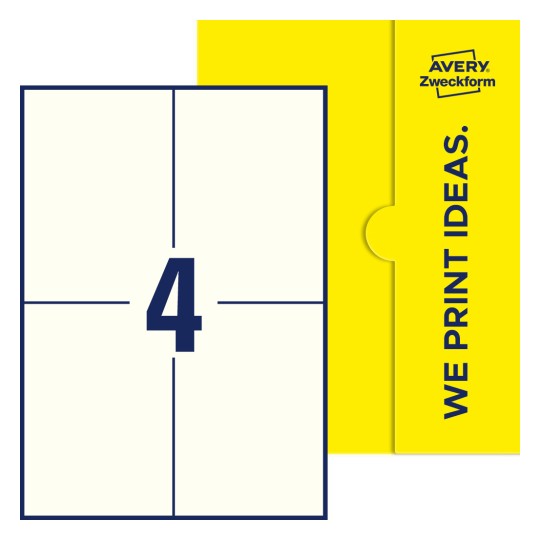 4 st. etiketter per ark. - Fyrkantiga etiketter, 105 x 148 mm