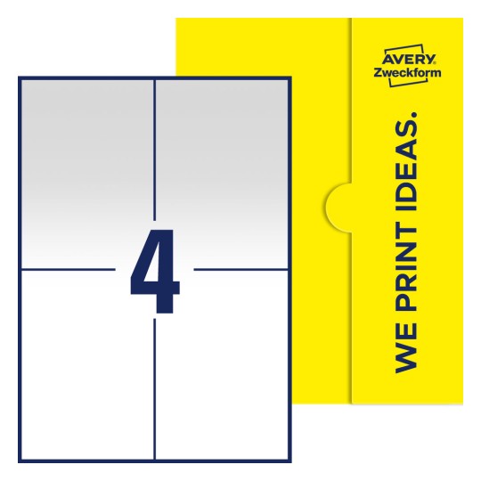 4 st. etiketter per ark. - Fyrkantiga etiketter, 105 x 148 mm