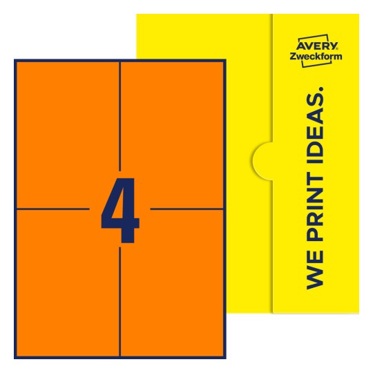 4 st. etiketter per ark. - Fyrkantiga etiketter, 105 x 148 mm