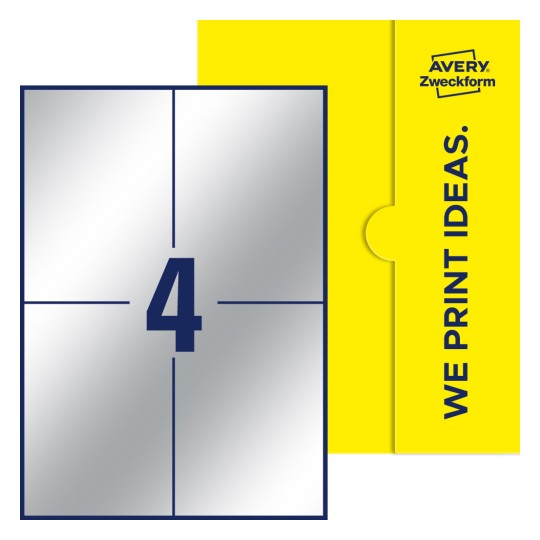 4 st. etiketter per ark. - Fyrkantiga etiketter, 105 x 148 mm