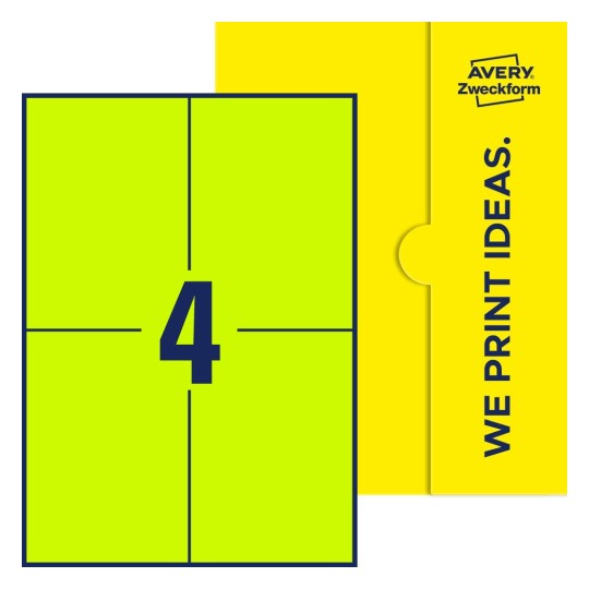 4 st. etiketter per ark. - Fyrkantiga etiketter, 105 x 148 mm