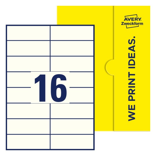 16 st. etiketter per ark. - Fyrkantiga etiketter, 105 x 37 mm