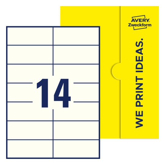 14 st. etiketter per ark. - Fyrkantiga etiketter, 105 x 42,3 mm