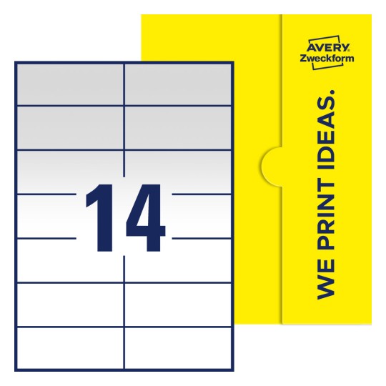 14 st. etiketter per ark. - Fyrkantiga etiketter, 105 x 42,3 mm