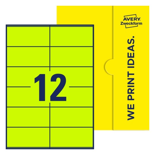 12 st. etiketter per ark. - Fyrkantiga etiketter, 105 x 48 mm
