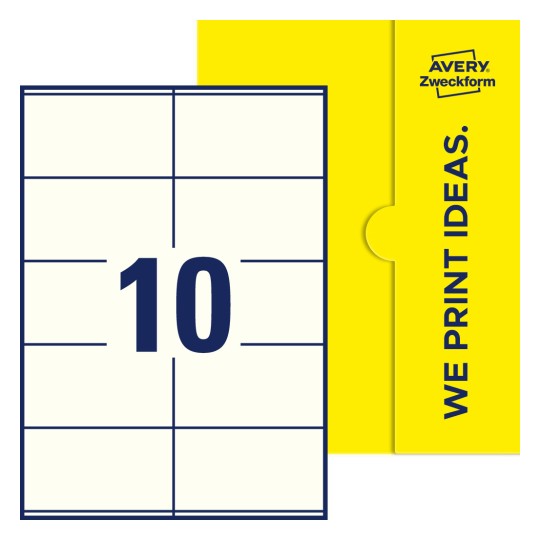 10 st. etiketter per ark. - Fyrkantiga etiketter, 105 x 57 mm