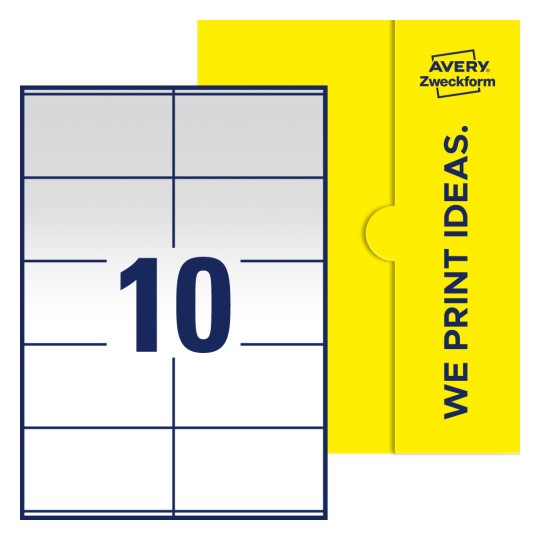 10 st. etiketter per ark. - Fyrkantiga etiketter, 105 x 57 mm