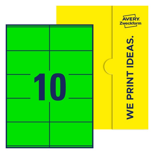 10 st. etiketter per ark. - Fyrkantiga etiketter, 105 x 57 mm