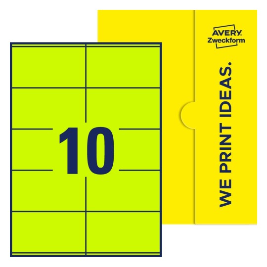 10 st. etiketter per ark. - Fyrkantiga etiketter, 105 x 57 mm