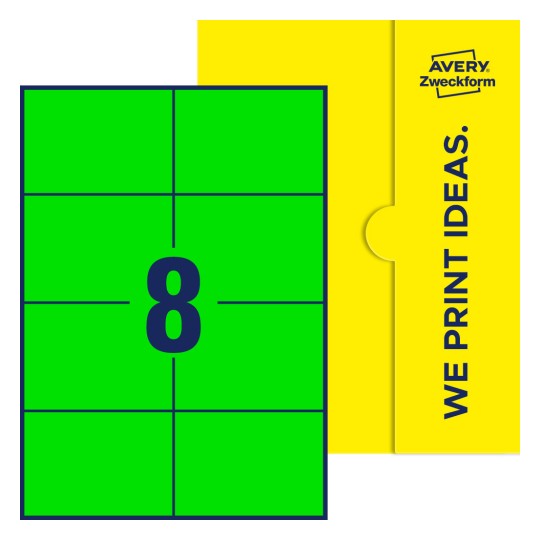 8 st. etiketter per ark. - Fyrkantiga etiketter, 105 x 74 mm