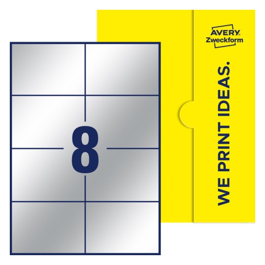 8 st. etiketter per ark. - Fyrkantiga etiketter, 105 x 74 mm