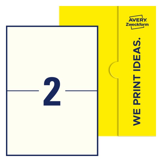 2 st. etiketter per ark. - Fyrkantiga etiketter, 210 x 148 mm