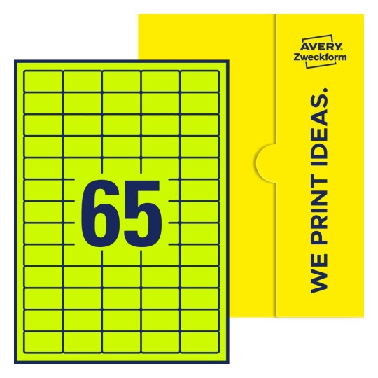 65 st. etiketter per ark. - Fyrkantiga etiketter, 38,1 x 21,2 mm