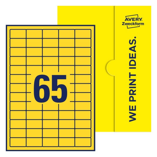 65 st. etiketter per ark. - Fyrkantiga etiketter, 38,1 x 21,2 mm