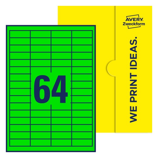 64 st. etiketter per ark. - Fyrkantiga etiketter, 48,5 x 16,9 mm