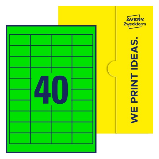 40 st. etiketter per ark. - Fyrkantiga etiketter, 48,5 x 25,4 mm