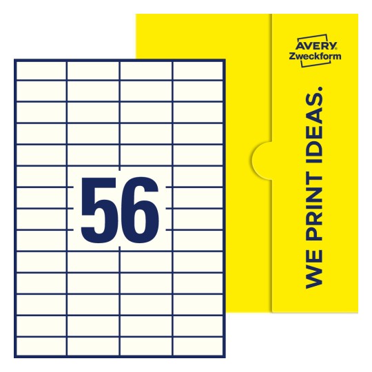 56 st. etiketter per ark. - Fyrkantiga etiketter, 52,5 x 21,2 mm