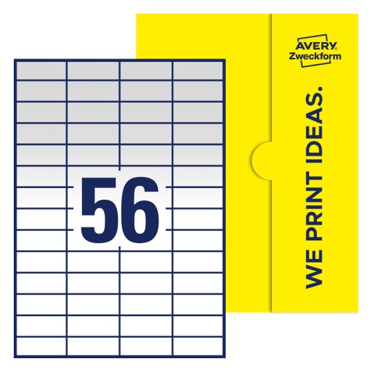 56 st. etiketter per ark. - Fyrkantiga etiketter, 52,5 x 21,2 mm