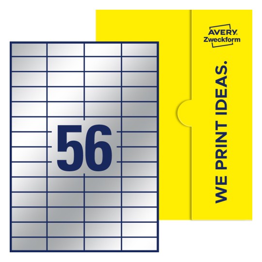 56 st. etiketter per ark. - Fyrkantiga etiketter, 52,5 x 21,2 mm