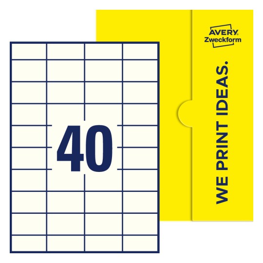 40 st. etiketter per ark. - Fyrkantiga etiketter, 52,5 x 29,7 mm