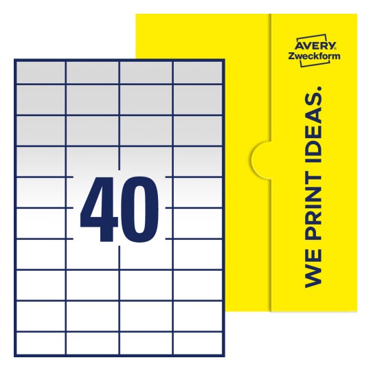 40 st. etiketter per ark. - Fyrkantiga etiketter, 52,5 x 29,7 mm