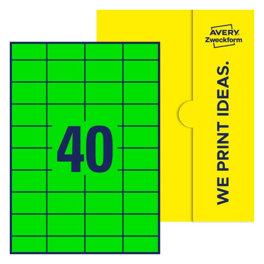40 st. etiketter per ark. - Fyrkantiga etiketter, 52,5 x 29,7 mm