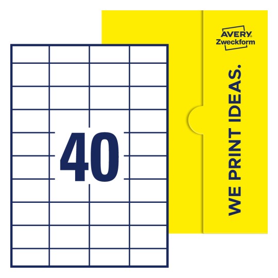 40 st. etiketter per ark. - Fyrkantiga etiketter, 52,5 x 29,7 mm