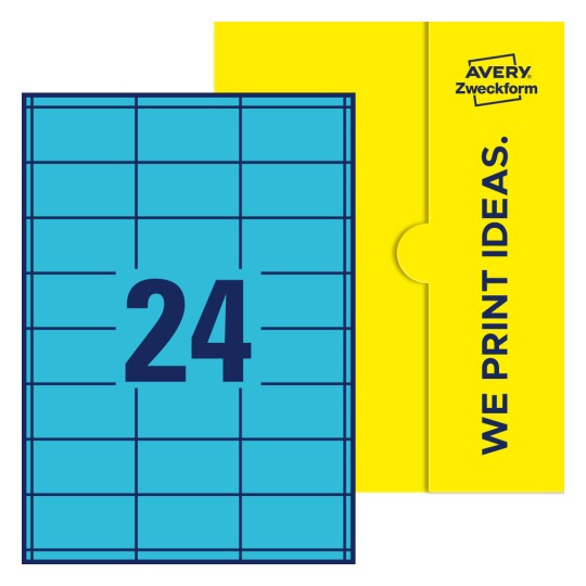 24 st. etiketter per ark. - Fyrkantiga etiketter, 64,6 x 33,8 mm