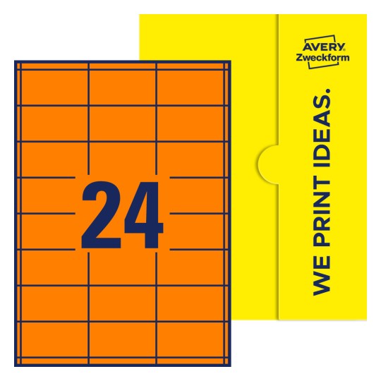 24 st. etiketter per ark. - Fyrkantiga etiketter, 64,6 x 33,8 mm