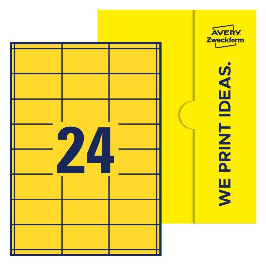 24 st. etiketter per ark. - Fyrkantiga etiketter, 64,6 x 33,8 mm