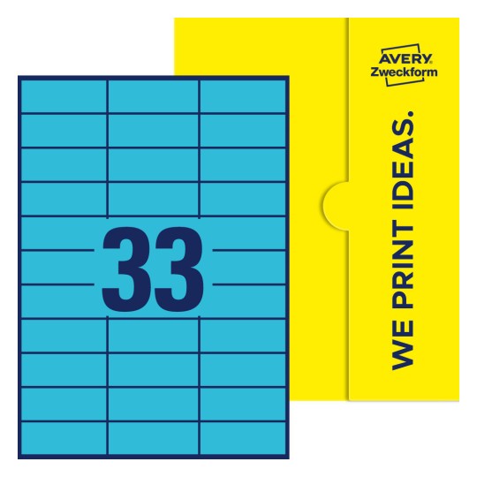 33 st. etiketter per ark. - Fyrkantiga etiketter, 70 x 25,4 mm