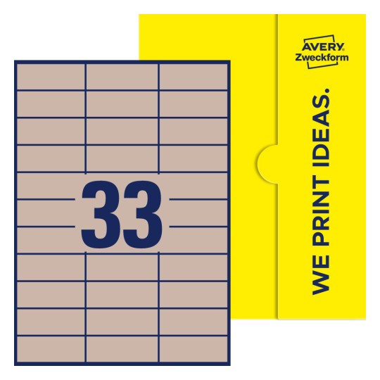 33 st. etiketter per ark. - Fyrkantiga etiketter, 70 x 25,4 mm