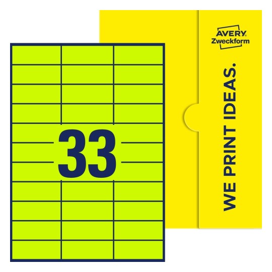 33 st. etiketter per ark. - Fyrkantiga etiketter, 70 x 25,4 mm