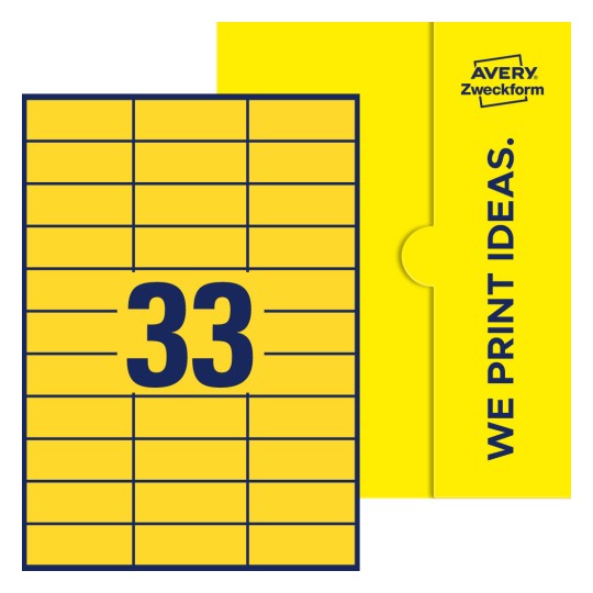 33 st. etiketter per ark. - Fyrkantiga etiketter, 70 x 25,4 mm