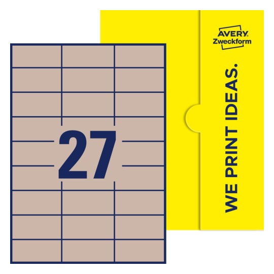 27 st. etiketter per ark. - Fyrkantiga etiketter, 70 x 32 mm