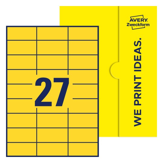 27 st. etiketter per ark. - Fyrkantiga etiketter, 70 x 32 mm