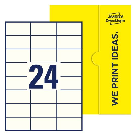 24 st. etiketter per ark. - Fyrkantiga etiketter, 70 x 36 mm