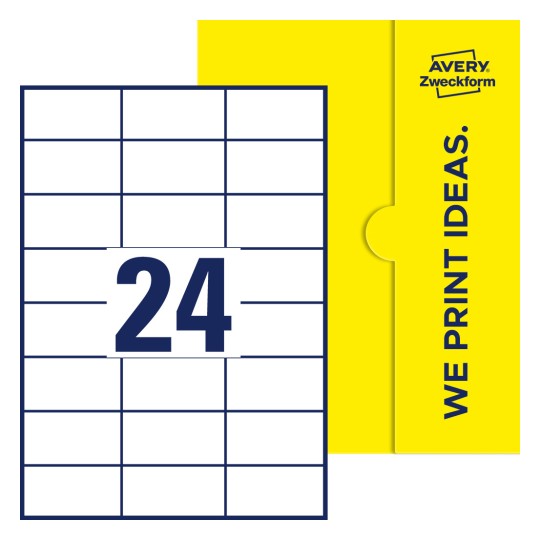 24 st. etiketter per ark. - Fyrkantiga etiketter, 70 x 36 mm