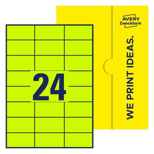 24 st. etiketter per ark. - Fyrkantiga etiketter, 70 x 36 mm