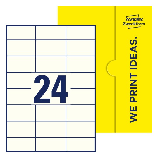 24 st. etiketter per ark. - Fyrkantiga etiketter, 70 x 37 mm