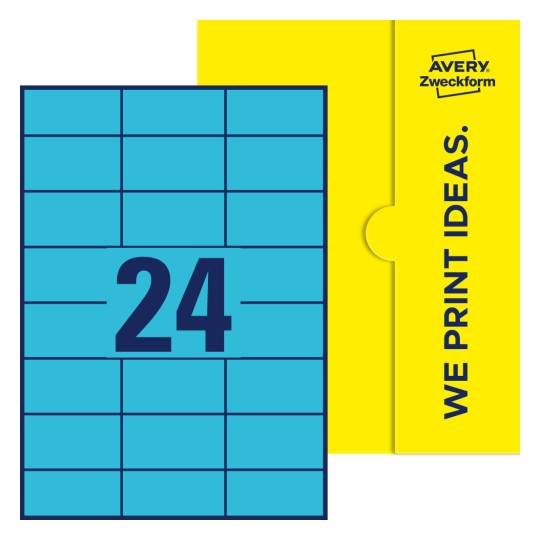 24 st. etiketter per ark. - Fyrkantiga etiketter, 70 x 37 mm