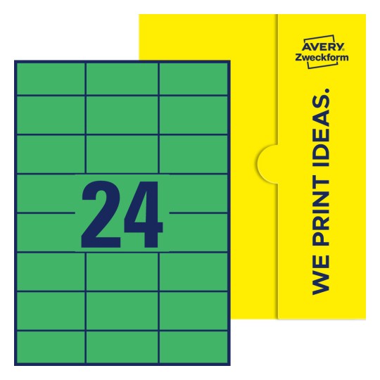 24 st. etiketter per ark. - Fyrkantiga etiketter, 70 x 37 mm