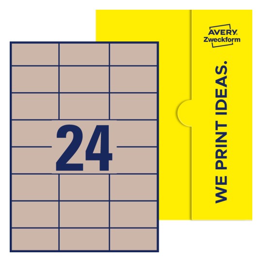 24 st. etiketter per ark. - Fyrkantiga etiketter, 70 x 37 mm