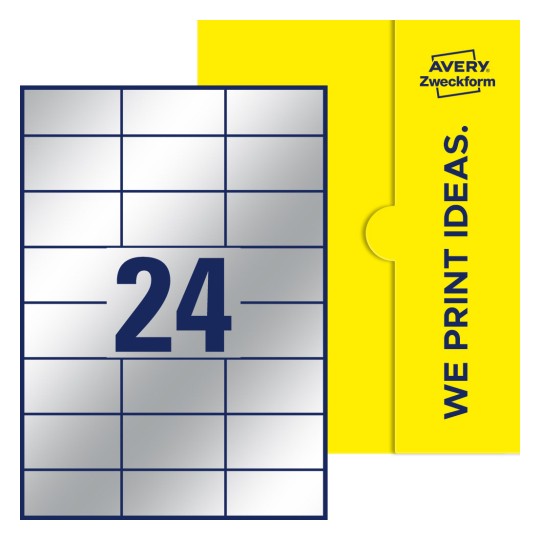 24 st. etiketter per ark. - Fyrkantiga etiketter, 70 x 37 mm