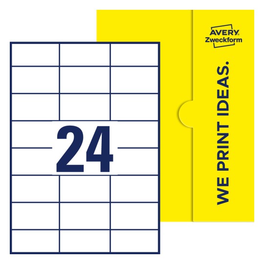 24 st. etiketter per ark. - Fyrkantiga etiketter, 70 x 37 mm