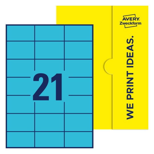 21 st. etiketter per ark. - Fyrkantiga etiketter, 70 x 42,3 mm