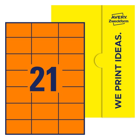 21 st. etiketter per ark. - Fyrkantiga etiketter, 70 x 42,3 mm