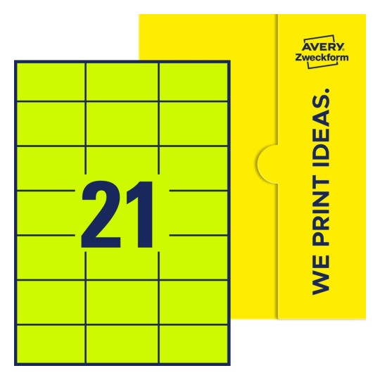 21 st. etiketter per ark. - Fyrkantiga etiketter, 70 x 42,3 mm