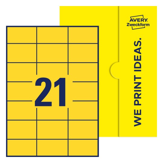 21 st. etiketter per ark. - Fyrkantiga etiketter, 70 x 42,3 mm
